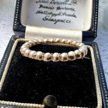 Load image into Gallery viewer, Antique Georgian 15ct Gold Pearl Circle Brooch. Eternity Love Token Bridal Jewellery. Alternative Antique Stock/Lapel/Cravat Pin