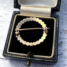 Load image into Gallery viewer, Antique Georgian 15ct Gold Pearl Circle Brooch. Eternity Love Token Bridal Jewellery. Alternative Antique Stock/Lapel/Cravat Pin