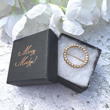 Load image into Gallery viewer, Antique Georgian 15ct Gold Pearl Circle Brooch. Eternity Love Token Bridal Jewellery. Alternative Antique Stock/Lapel/Cravat Pin