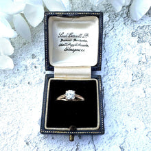 Carica l'immagine nel visualizzatore di Gallery, Antique Blue Leather Ring Box, Scottish Retailers Saul Bercott, Diamond Merchants Glasgow. Engagement Ring Box. Display/Gift Jewellery Box