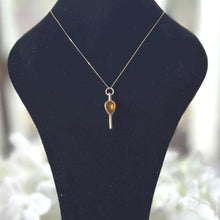 Charger l'image dans la galerie, Antique Georgian 15ct Gold Citrine & Bloodstone Key Pendant Necklace. Victorian Floral Engraved Pear-Cut Scottish Cairngorm Watch Key Charm