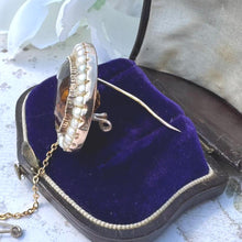 Load image into Gallery viewer, Antique Georgian 25ct Oval Cut Citrine & Pearl 15ct Gold Brooch. Victorian Rose Gold Scottish Cairngorm Golden Citrine Seed Pearl Brooch