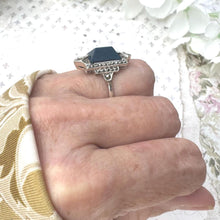 Load image into Gallery viewer, Antique Art Deco 935 Silver Sugar-Loaf Cut Lapis Lazuli Cocktail Ring, Germany. 1920s Egyptian Revival Statement Cocktail Ring, Size M/6.25