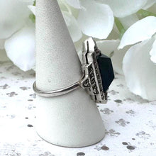 Load image into Gallery viewer, Antique Art Deco 935 Silver Sugar-Loaf Cut Lapis Lazuli Cocktail Ring, Germany. 1920s Egyptian Revival Statement Cocktail Ring, Size M/6.25