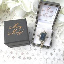 Load image into Gallery viewer, Antique Art Deco 935 Silver Sugar-Loaf Cut Lapis Lazuli Cocktail Ring, Germany. 1920s Egyptian Revival Statement Cocktail Ring, Size M/6.25