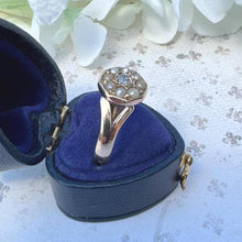 Load image into Gallery viewer, Antique Victorian 15ct Gold Rose-Cut Diamond & Pearl Octagonal Shaped Ring. Old Cut Diamond and Seed Pearl Halo Ring, UK Size O, US 8