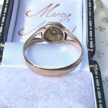 Load image into Gallery viewer, Antique Victorian 15ct Gold Rose-Cut Diamond & Pearl Octagonal Shaped Ring. Old Cut Diamond and Seed Pearl Halo Ring, UK Size O, US 8