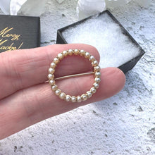 Load image into Gallery viewer, Antique Georgian 15ct Gold Pearl Circle Brooch. Eternity Love Token Bridal Jewellery. Alternative Antique Stock/Lapel/Cravat Pin