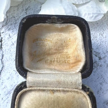 Carica l'immagine nel visualizzatore di Gallery, Antique Dark Blue Ring Box. English Jewellery Retailers Ring Box for Display Collection Gift or Engagement