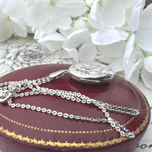 Load image into Gallery viewer, Vintage Floral Sterling Silver Locket Necklace - 1980s Edwardian Style