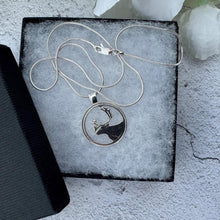 Load image into Gallery viewer, Vintage Sterling Silver Stag Pendant Necklace: Open-Work Caribou Design