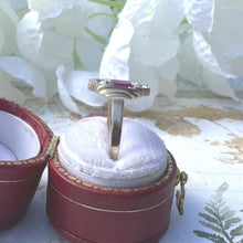 Cargar imagen en el visor de la galería, Antique Art Deco 9ct Gold Ruby Paste & White Zircon Geometric Ring