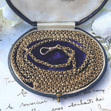 Carica l'immagine nel visualizzatore di Gallery, Antique Victorian 9ct Gold 53" Long Guard Chain Necklace. Gold Filled Belcher Chain With Solid 9ct Gold Dog-Clip. Muff Chain Necklace