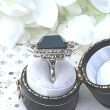 Load image into Gallery viewer, Antique Art Deco 935 Silver Sugar-Loaf Cut Lapis Lazuli Cocktail Ring, Germany. 1920s Egyptian Revival Statement Cocktail Ring, Size M/6.25