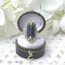 Load image into Gallery viewer, Antique Art Deco 935 Silver Sugar-Loaf Cut Lapis Lazuli Cocktail Ring, Germany. 1920s Egyptian Revival Statement Cocktail Ring, Size M/6.25