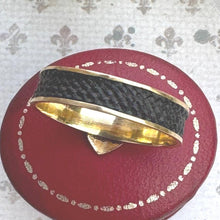 Load image into Gallery viewer, Antique Victorian 9ct Gold Heart Band Mourning Ring With Hair Work, Chester 1900. Antique Mourning/ Sentimental Love Token Ring Size Q/8-1/4