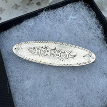 Lade das Bild in den Galerie-Viewer, Antique Edwardian English Silver Baby Brooch, Dated 1904. "Baby" Bib Pin. Baptismal, Birth, Christening, Baby Shower Keepsake Jewellery Gift