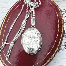 Load image into Gallery viewer, Vintage Floral Sterling Silver Locket Necklace - 1980s Edwardian Style