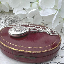 Load image into Gallery viewer, Vintage Floral Sterling Silver Locket Necklace - 1980s Edwardian Style