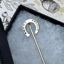 Load image into Gallery viewer, Victorian Sterling Silver Horseshoe Stick Pin - Equestrian Cravat Lapel Brooch