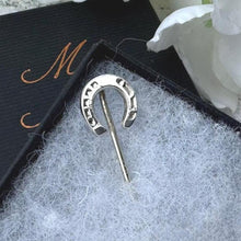 Load image into Gallery viewer, Victorian Sterling Silver Horseshoe Stick Pin - Equestrian Cravat Lapel Brooch