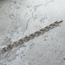 Load image into Gallery viewer, Vintage Sterling Silver Celtic Shield Knot Bracelet. Celtic Infinity Eternity Amulet Bracelet. Solid Silver Fancy Link Panel Bracelet