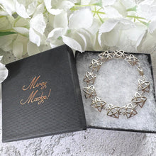 Load image into Gallery viewer, Vintage Sterling Silver Celtic Shield Knot Bracelet. Celtic Infinity Eternity Amulet Bracelet. Solid Silver Fancy Link Panel Bracelet