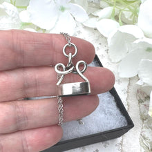 Load image into Gallery viewer, Antique Georgian Silver Eternity Knot Seal Fob Pendant. Lady's Dainty Intaglio Wax Seal Monogram Pendant. Silver Scroll Bloodstone Pendant.