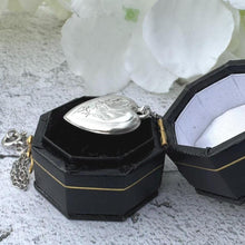 Lade das Bild in den Galerie-Viewer, Antique Victorian Engraved Swallow Heart Pendant Necklace. Victorian Aesthetic Love Token Charm Pendant. Sterling Silver Minimalist Necklace