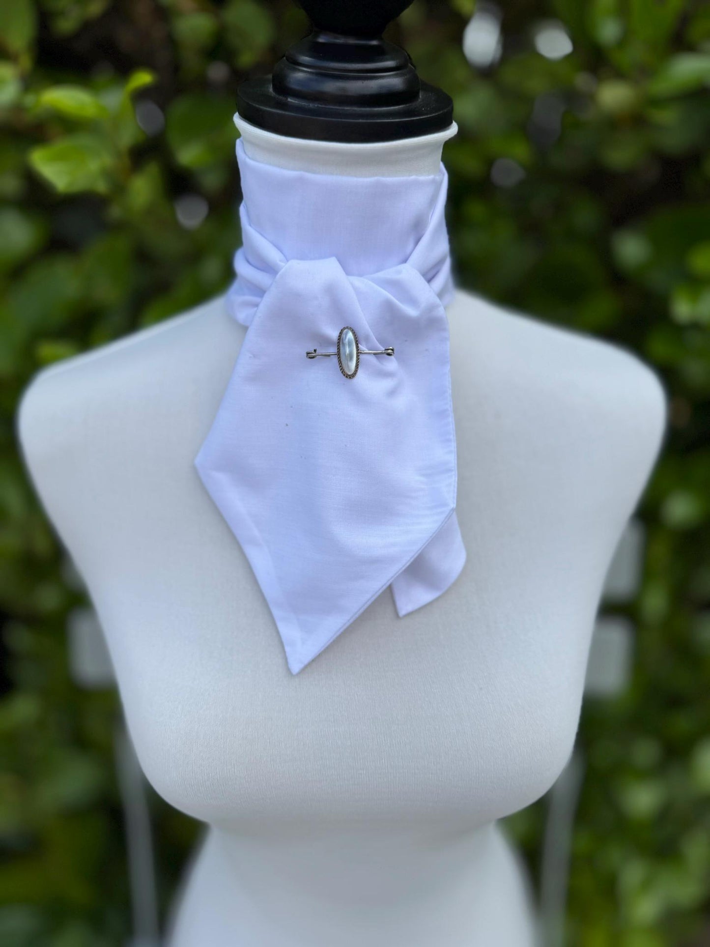 Antique Victorian "Coque De Perle" Silver Stock Pin Brooch Boxed. Sterling Silver & Pearl Equestrian Nappy Pin Style Lapel/Cravat/Tie Pin