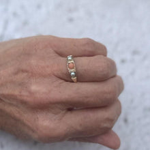 Carica l'immagine nel visualizzatore di Gallery, Antique Victorian 9ct Gold Coral & Pearl Trilogy Boat Ring. Yellow Gold Gemstone Set Band Ring. Classic Victorian Ring Size M-1/2, 6-1/2