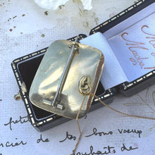 Load image into Gallery viewer, Antique Georgian 9ct Gold & Enamel Rectangular Mourning Brooch/Pendant With Hair Work. In Memory Of Memorial Brooch With Locket Compartment