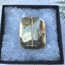 Load image into Gallery viewer, Antique Georgian 9ct Gold & Enamel Rectangular Mourning Brooch/Pendant With Hair Work. In Memory Of Memorial Brooch With Locket Compartment