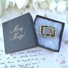 Load image into Gallery viewer, Antique Georgian 9ct Gold & Enamel Rectangular Mourning Brooch/Pendant With Hair Work. In Memory Of Memorial Brooch With Locket Compartment