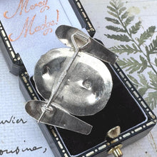 Load image into Gallery viewer, Antique Egyptian Sterling Silver Scarab & Sarcophagus Brooch. 1920's Art Deco Egyptian Revival Tutankhamun Blue Scarab Bead Brooch/Lapel Pin