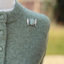 Load image into Gallery viewer, Antique Egyptian Sterling Silver Scarab & Sarcophagus Brooch. 1920's Art Deco Egyptian Revival Tutankhamun Blue Scarab Bead Brooch/Lapel Pin