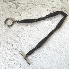Load image into Gallery viewer, Victorian Horse Hair Watch Chain: Antique Hair Work Albertina with T-Bar & Large Spring Ring