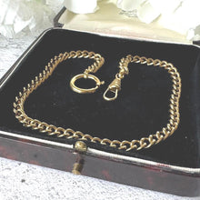 Load image into Gallery viewer, Antique Single Albert Pocket Watch Chain: Art Deco Gold Tone Curb Link Bracelet