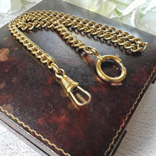 Load image into Gallery viewer, Antique Single Albert Pocket Watch Chain: Art Deco Gold Tone Curb Link Bracelet