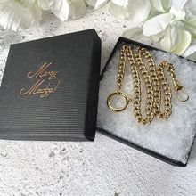 Load image into Gallery viewer, Antique Single Albert Pocket Watch Chain: Art Deco Gold Tone Curb Link Bracelet