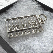 Load image into Gallery viewer, Antique Art Deco Silver Abacus Breloque Pendant. Sterling Silver Chinese Suanpan Watch Chain Fob. Symbolic Wealth & Wisdom Amulet Pendant