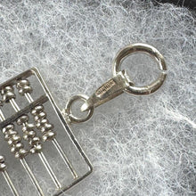 Load image into Gallery viewer, Antique Art Deco Silver Abacus Breloque Pendant. Sterling Silver Chinese Suanpan Watch Chain Fob. Symbolic Wealth & Wisdom Amulet Pendant