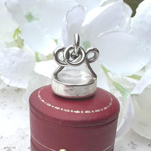 Load image into Gallery viewer, Antique Georgian Silver Eternity Knot Seal Fob Pendant. Lady's Dainty Intaglio Wax Seal Monogram Pendant. Silver Scroll Bloodstone Pendant.