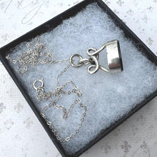 Load image into Gallery viewer, Antique Georgian Silver Eternity Knot Seal Fob Pendant. Lady's Dainty Intaglio Wax Seal Monogram Pendant. Silver Scroll Bloodstone Pendant.