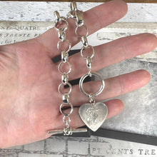 Charger l'image dans la galerie, Antique Sterling Silver Belcher Watch Chain Bracelet With Heart Charm