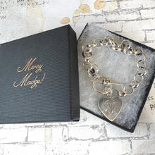 Charger l'image dans la galerie, Antique Sterling Silver Belcher Watch Chain Bracelet With Heart Charm