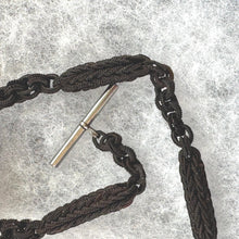 Load image into Gallery viewer, Victorian Horse Hair Watch Chain: Antique Hair Work Albertina with T-Bar & Large Spring Ring