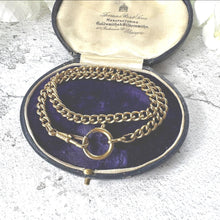 Load image into Gallery viewer, Antique Single Albert Pocket Watch Chain: Art Deco Gold Tone Curb Link Bracelet