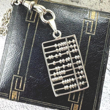 Load image into Gallery viewer, Antique Art Deco Silver Abacus Breloque Pendant. Sterling Silver Chinese Suanpan Watch Chain Fob. Symbolic Wealth & Wisdom Amulet Pendant