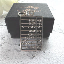 Load image into Gallery viewer, Antique Art Deco Silver Abacus Breloque Pendant. Sterling Silver Chinese Suanpan Watch Chain Fob. Symbolic Wealth & Wisdom Amulet Pendant